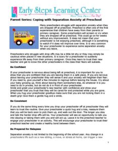 preschool separation anxiety